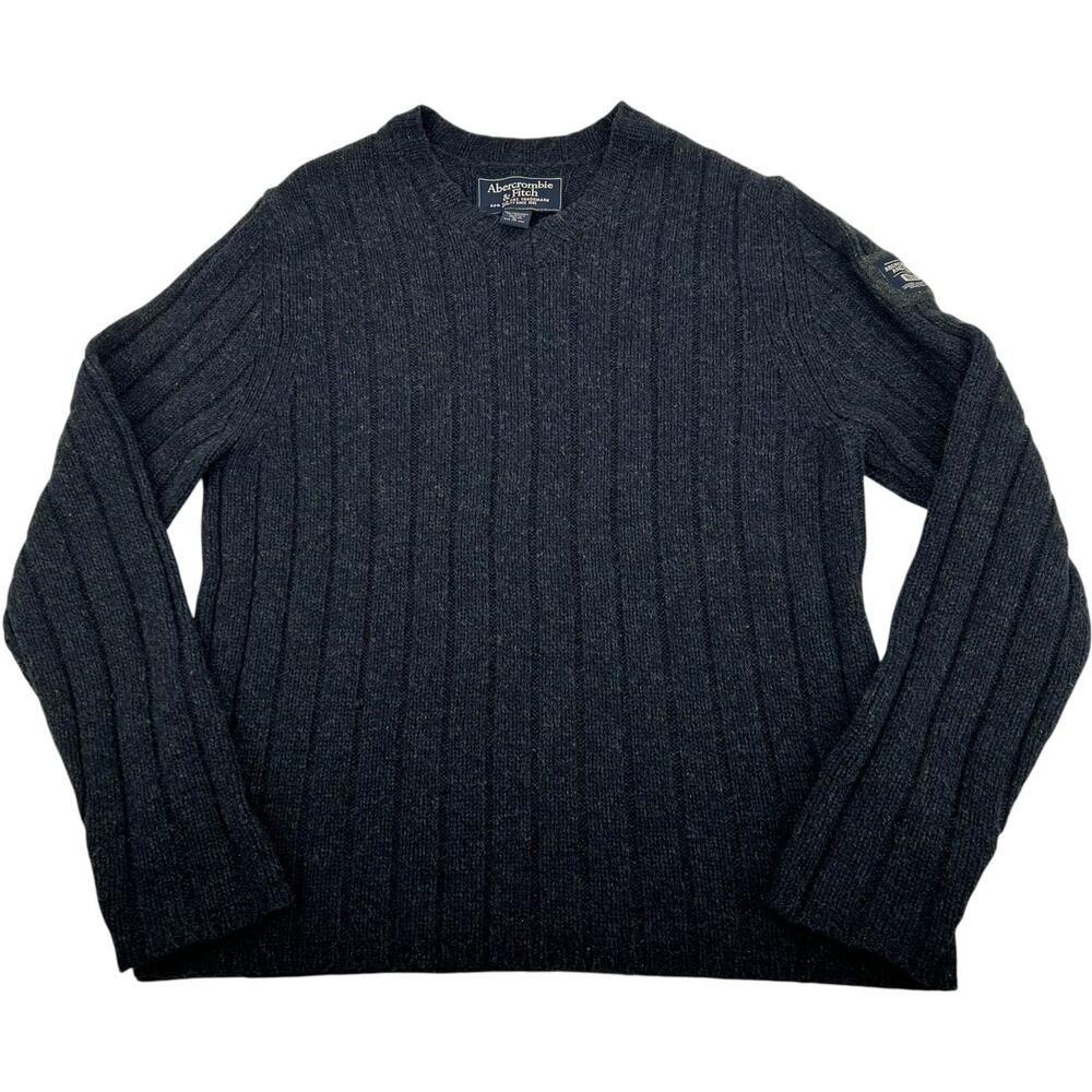 VTG y2k Men's Navy Blue Abercrombie & Fitch Lambswool Acrylic Knitted Sweater XL